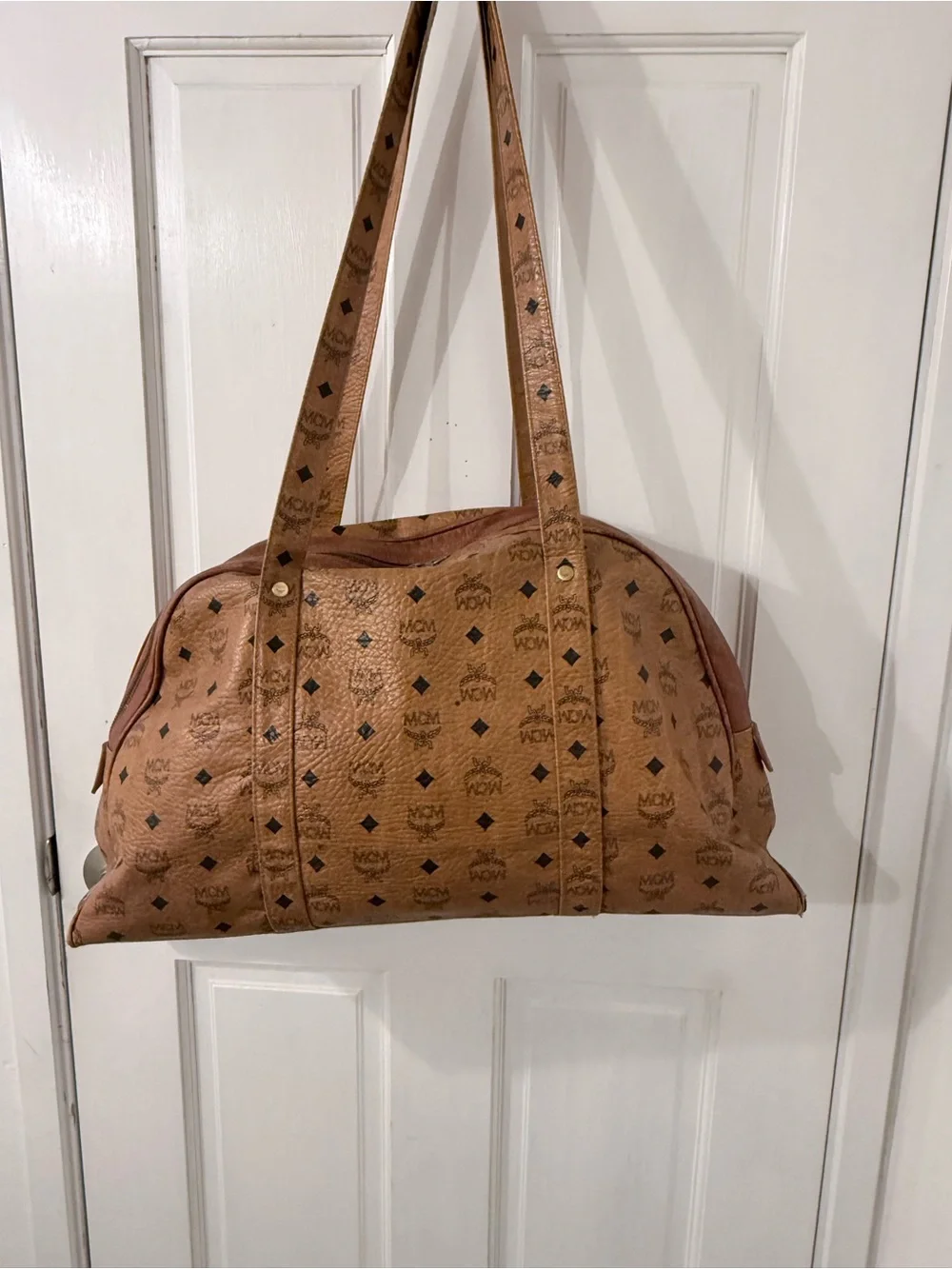 MCM Cognac Visetos Dome Shoulder Bag